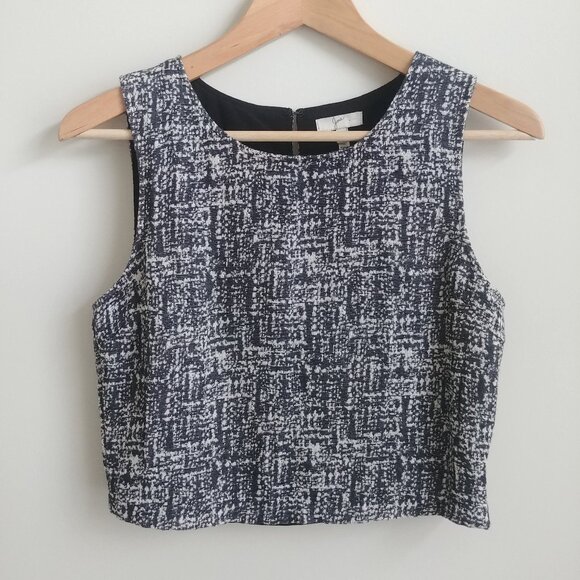 Joie structured tweed cotton blend shell top blouse black and white Small - Picture 1 of 13